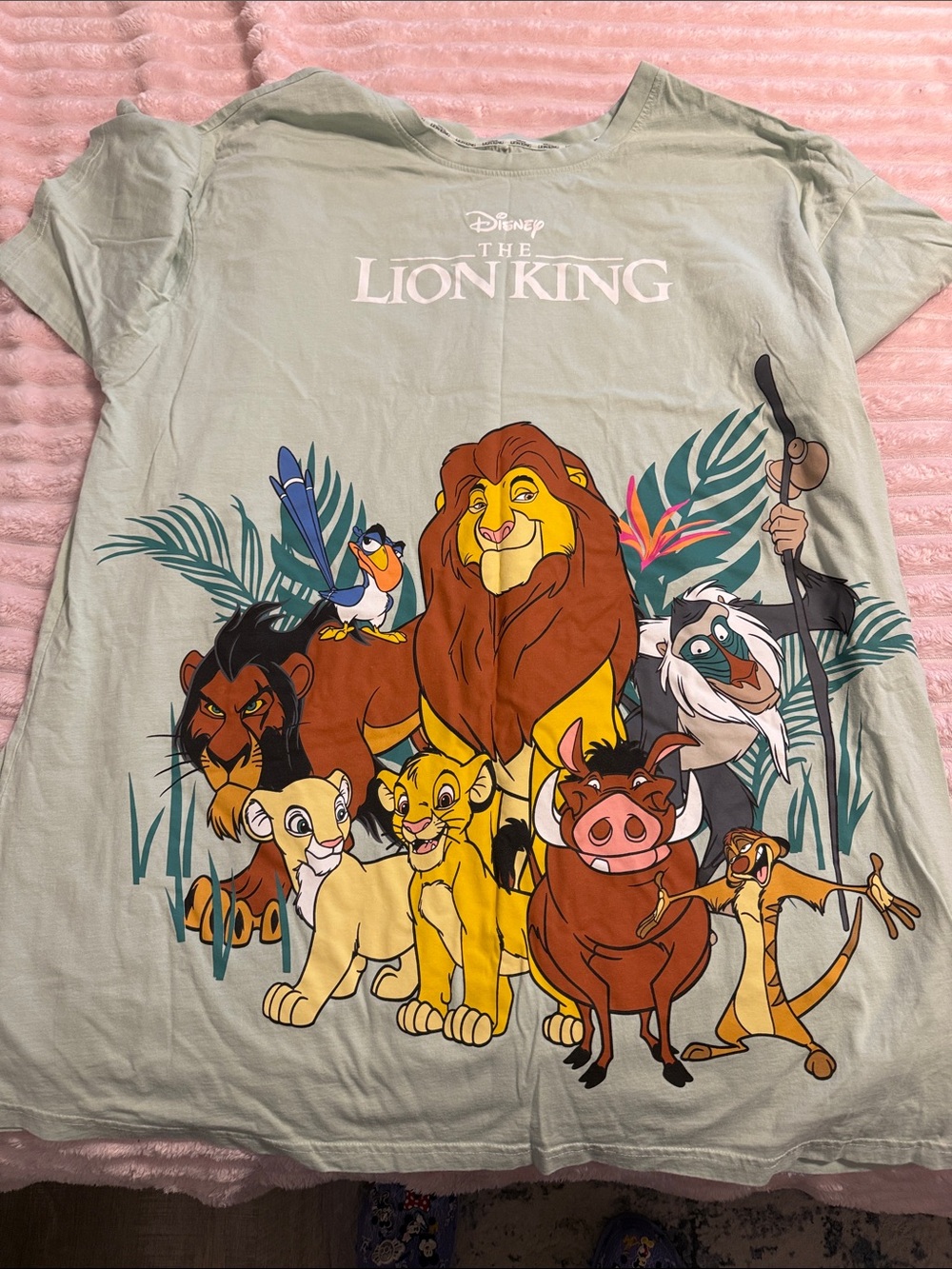 Disney The Lion King Light Green Graphic Nightshirt with Multicolor Characters